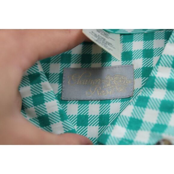 ELEANOR ROSE BOYS SIZE 14 GREEN WHITE CHECK BUTTON DOWN SHORT SLEEVE SHIRT - Picture 9 of 9